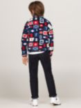 Tommy Hilfiger Kids' Flag Print Zipped Fleece Sweatshirt, Multi