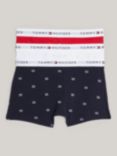 Tommy Hilfiger Kids' Cotton Blend Trunks, Pack of 3, White/Multi