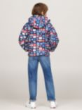 Tommy Hilfiger Kids' Flags Down Hooded Jacket, Blue/Multi