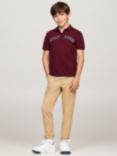 Tommy Hilfiger Kds' Cotton Logo Polo Shirt, Deep Rouge