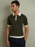 Reiss Pulse Textured Polo Shirt, Khaki/Multi