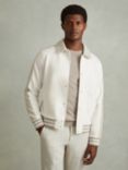 Reiss Arnold Colour Block Bomber Jacket, Optic White