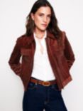 Boden Cord Zip Through Jacket, Deep Rust