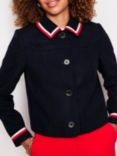 Boden Oxford Melton Contrast Stripe Wool Blend Jacket, Navy