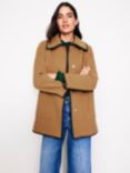 Boden Blanket Stitch Wool Blend Coat, Tan/Black