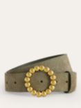 Boden Circle Buckle Suede Belt, Khaki