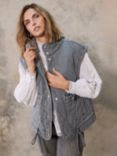 Mint Velvet Quilted Drawstring Waist Gilet, Grey