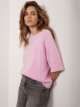 Mint Velvet Wool Blend Half Sleeve Jumper, Pink