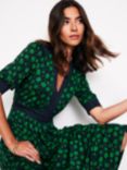 Boden Lily Floral Spot Midi Dress, Emerald