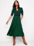 Boden Lily Floral Spot Midi Dress, Emerald, Emerald