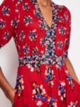 Boden Lily Floral Midi Dress, Ruby