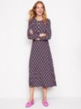 Boden Geometric Twisted Waist Jersey Dress, Navy/Multi