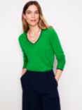 Boden Scallop Trim Merino Wool Jumper, Rich Emerald Green