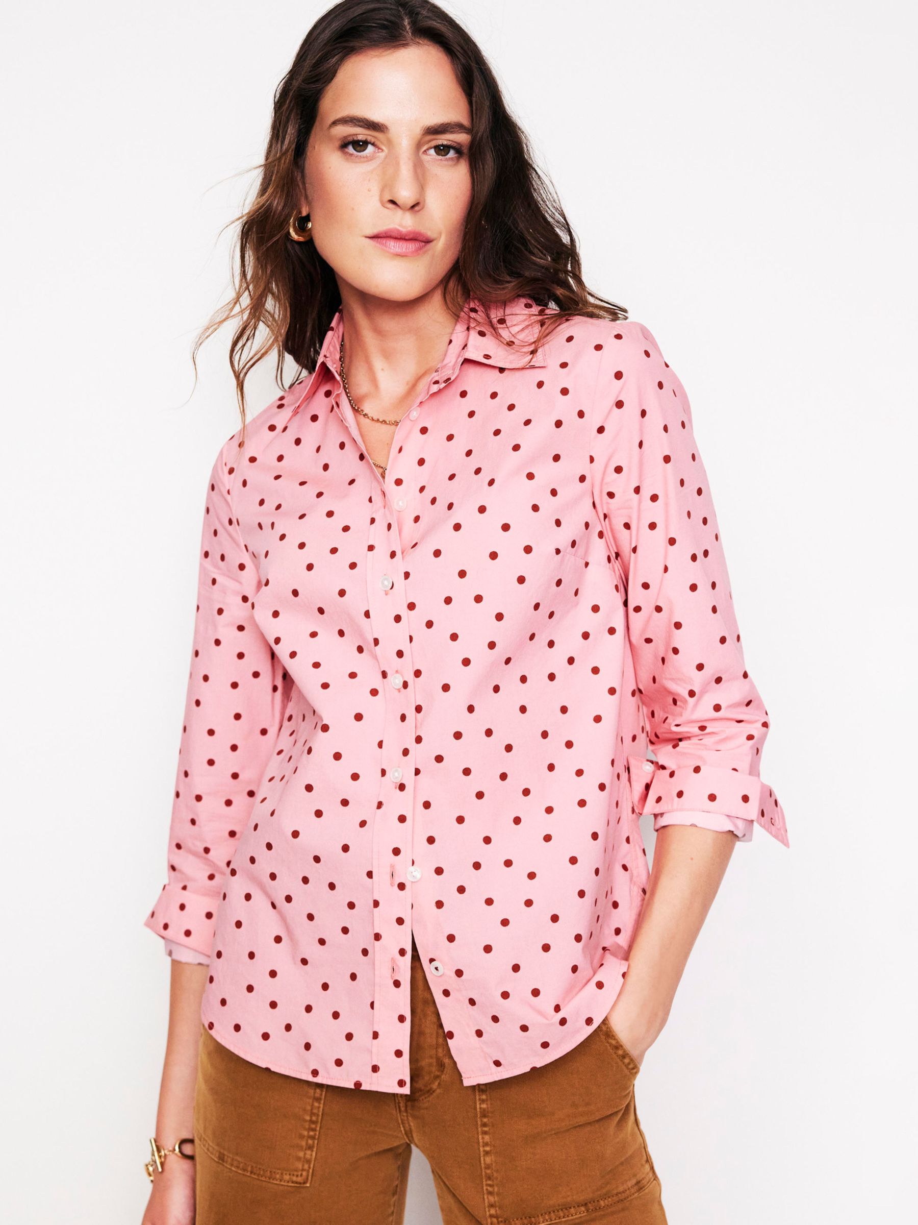 Boden Sienna Polka Dot Shirt, Pink