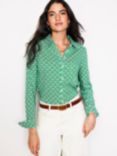 Boden Amelia Floral Trellis Jersey Shirt, Green/White