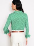 Boden Amelia Floral Trellis Jersey Shirt, Green/White