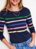 Boden Ella Stripe Long Sleeve Top, Navy/Multi