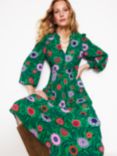 Boden Zoe Trim Detail Floral Dress, Emerald/Multi