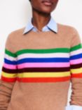 Boden Eva Stripe Cashmere Jumper, Rainbow Melange