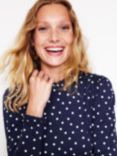 Boden Polka Dot Frill Detail Top, Navy