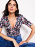 Boden Floral Wrap Front Jersey Top, Multi