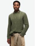 Superdry Jacob Cable Knit Jumper, Moss Green