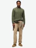 Superdry Jacob Cable Knit Jumper, Moss Green