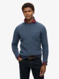 Superdry Jacob Cable Knit Jumper, Denim Blue