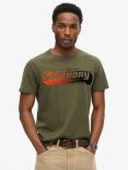 Superdry Flocked Fade Graphic T-Shirt, Khaki Green Marl