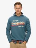 Superdry Travel Postcard Graphic Crew Sweatshirt, Star White, Stargazer Blue