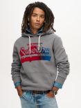 Superdry Embossed Graphic Hoodie, Mid Grey/Multi