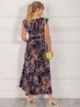 Jolie Moi Adalena Frill Maxi Dress, Navy/Multi, Navy/Multi