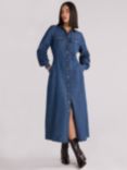 Ro&Zo Petite Long Sleeve Denim Shirt Dress, Blue