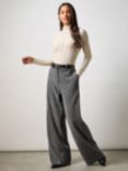 Ro&Zo Herringbone Wide Leg Trousers, Grey