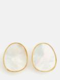 Jigsaw Mother of Pearl Earrings, Gold