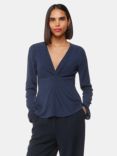 Whistles Twist Front Textured Top, Blue