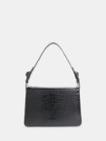 Whistles Erica Croc Texture Leather Shoulder Bag, Black