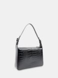 Whistles Erica Croc Texture Leather Shoulder Bag, Black