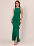 Adrianna Papell Ruffle Crepe Halterneck Dress, Radiant Emerald