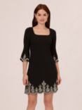 Adrianna Papell Bead Crepe Bell Sleeve Dress, Black