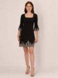 Adrianna Papell Bead Crepe Bell Sleeve Dress, Black