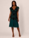 Adrianna Papell Bead Mesh Velvet Dress, Gem Green