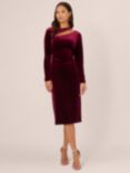 Adrianna Papell Velvet Asymmetric Dress, Burgundy