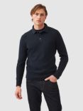 Rodd & Gunn Eastern Bush Knitted Cotton Polo Neck Jumper, Navy