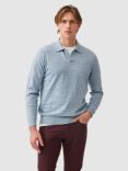 Rodd & Gunn Fortrose Cotton Long Sleeve Knitted Polo, Ocean