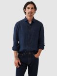 Rodd & Gunn Kingswell Linen Slim Fit Long Sleeve Shirt, Raw Indigo