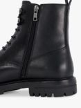 Dune Cohen Leather Cleated Sole Lace Up Ankle Boots, Black