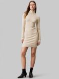 Calvin Klein Woven Logo Organic Cotton Blend Jumper Dress, Pelican