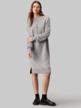 Calvin Klein Jeans Intarsia Logo Wool Blend Dress, Grey Heather