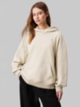 Calvin Klein Jeans Woven Logo Organic Cotton Hoodie, Pelican